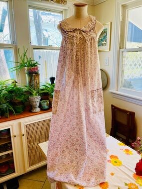 Quiet Moments Pink Floral Sleeveless Maxi Dress/House Dress